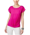 I-N-C Womens Twist-Front Basic T-Shirt magentaflame XS