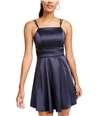 Sequin Hearts Womens Satin Fit & Flare Dress navy 11