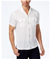 I-N-C Mens Ultra Soft Button Up Shirt white 2XL
