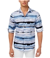 I-N-C Mens Distorted Wave Button Up Shirt bluecombo XS
