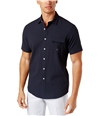 I-N-C Mens Textured Button Up Shirt navycombo S