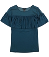 Alfani Womens Illusion Flounce Basic T-Shirt alfteal S