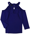 I-N-C Womens Cold Shoulder Knit Blouse brightblue XS