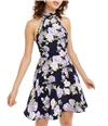 Bee Darlin Womens Floral Halter Fit & Flare Dress