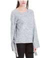 Max Studio London Womens Side-Tie Melange Knit Sweater white XL