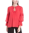 Max Studio London Womens Shirred Crepe Knit Blouse rougered S