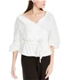 Max Studio London Womens Belted Wrap Blouse offwhite M
