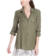 Max Studio London Womens Utility Button Up Shirt army S