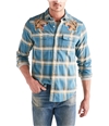 Lucky Brand Mens Tiger Plaid Button Up Shirt bluemulti S