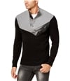 I-N-C Mens Four-Snap Faux-Leather Trim Pullover Sweater htrgrey XS
