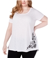 Seven 7 Womens Hi-Low Embellished T-Shirt white 2X