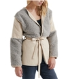 Lucky Brand Womens Faux Fur Paneled Coat graybeige XS