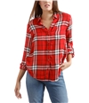 Lucky Brand Womens Plaid Button Up Shirt mediumred XS