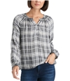 Lucky Brand Womens Plaid Peasant Blouse