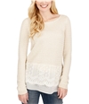 Lucky Brand Womens Lace Trim Knit Sweater