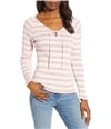 Lucky Brand Womens Lace-Up Neck Pullover Blouse pink S