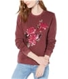 Lucky Brand Womens Floral Embroidered Graphic Sweatshirt burgundy XS