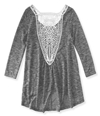 Aeropostale Womens Crochet-Back Embellished T-Shirt 404 M