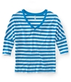 Aeropostale Womens V-neck Stripe 3/4 Sleeve Graphic T-Shirt 484 M