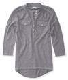 Aeropostale Womens Solid Popover Henley Shirt 038 XS