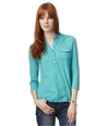 Aeropostale Womens Solid Popover Henley Shirt 110 L