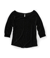 Aeropostale Womens Metallic 3/4 Sleeve Graphic T-Shirt 001 XS