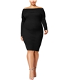 Say What? Womens Bodycon Sweater Dress black 1X