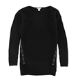 bar III Womens Asymmetrical Grommet-Detail Knit Sweater deepblack S
