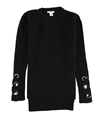 bar III Womens Grommet Detail Pullover Sweater deepblack XS