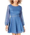 City Studio Womens Textured Fit & Flare Dress blue 5