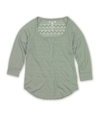 Aeropostale Womens Sheer Sleeve Lace Back Henley Shirt 766 XL