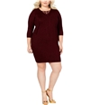 Say What? Womens Lace Up Sweater Dress wine 3X