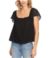 1.STATE Womens Eyelet Pullover Blouse richblack XS
