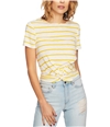 1.STATE Womens Striped Twist Front Basic T-Shirt natural XS