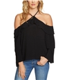 1.STATE Womens Cold Shoulder Knit Blouse richblk XS