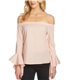 1.STATE Womens Ruffled-Sleeve Off the Shoulder Blouse shadowpink XS