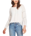 1.STATE Womens Double Gathered Sleeve Pullover Blouse white L