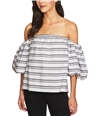 1.STATE Womens Striped Off the Shoulder Blouse ultrawhite S