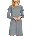 1.STATE Womens Ruffled Tunic Dress pewterhthr L