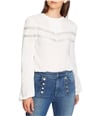 1.STATE Womens Lace Stripe Pullover Blouse white M