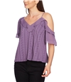 1.STATE Womens Ruffle Pullover Blouse purple XL