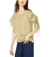 1.STATE Womens Flower Etching Pullover Blouse yellow S