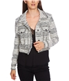 1.STATE Womens Fringe Trim Cropped Jacket gray S