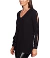 1.STATE Womens Slitted Sleeve Pullover Sweater black S