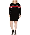 Say What? Womens Ribbed Stripe Sweater Dress black 2X