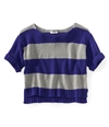 Aeropostale Womens Stripe Wide-fit Cropped Knit Sweater 568 L