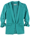 Tahari Womens Ruched Sleeve Blazer Jacket teal 16P