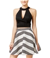 City Studio Womens 2-Pc. Striped Fit & Flare A-line Dress ivoryblack 9