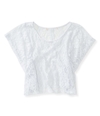 Aeropostale Womens Sheer Cropped Lace Basic T-Shirt 102 M