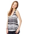 Aeropostale Womens Sheer Striped Extended Back Tank Top